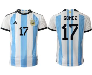 Argentina GOMEZ #17 Hemmatröja FIFA World Cup Qatar 2022 Herr Fotbollströjor Vit blå Kortärmad