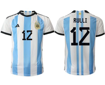 Argentina RULLI #12 Hemmatröja FIFA World Cup Qatar 2022 Herr Fotbollströjor Vit blå Kortärmad