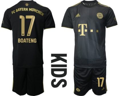 Billiga Fotbollströjor Bayern Munich Bortatröja Kortärmad barn med namn Boateng 17