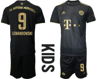 Billiga Fotbollströjor Bayern Munich Bortatröja Kortärmad barn med namn Lewandowski 9