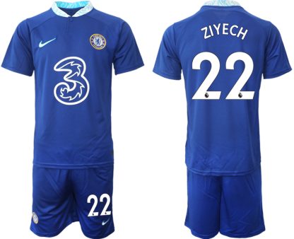 ZIYECH #22 Chelsea Hemmatröja Herr 2022-23 Kortärmad + Korta byxor