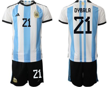 DYBALA #21 Argentina Hemmatröja VM 2022 Herr Kortärmad + Korta byxor