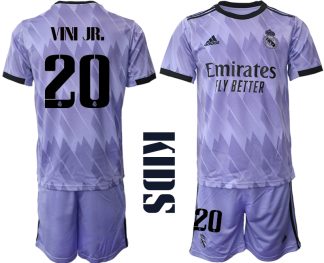 Real Madrid Bortatröja Barn 2022-23 Kortärmad + Korta byxor med tryck VIN JR. 20