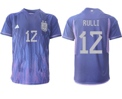 RULLI #12 Argentina Bortatröja VM 2022 purpurfärgad Kortärmad fotbollströjor för män