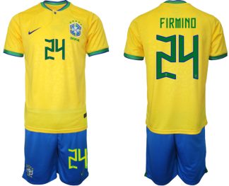 Brasilien Hemmatröja Herr VM 2022 Fotbollströjor med eget namn FIRMINO 24