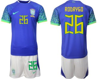 RODRYGO #26 Herr Brasilien Bortatröja Herr VM 2022 Kortärmad Fotbollströja Set