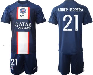 ANDER HERRERA #21 Paris Saint-Germain PSG Hemmatröja Herr 2023 Kortärmad + Korta byxor