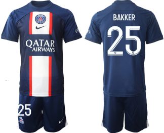 BAKKER #25 Paris Saint-Germain PSG Hemmatröja Herr 2023 Kortärmad + Korta byxor