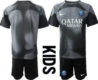Billiga Paris Saint-Germain PSG Målvakt Barn 2023 svart Kortärmad + Korta byxor