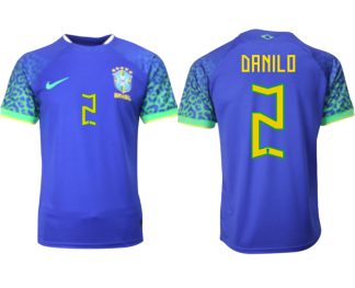 Brasilien Bortatröja Herr VM 2022 Kortärmad Billiga Fotbollströjor med tryck DANILO 2