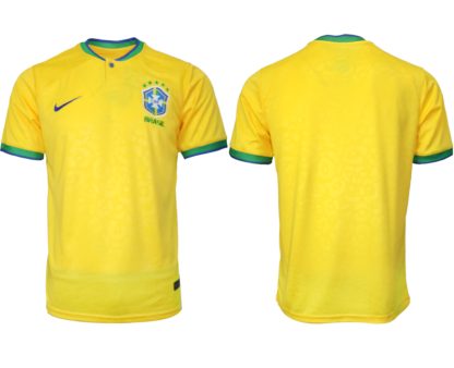Brasilien Hemmatröja Herr VM 2022 Fotbollströjor Med Eget Namn