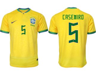 Brasilien Hemmatröja Herr VM 2022 Gul Fotbollströjor med tryck CASEMIRO 5