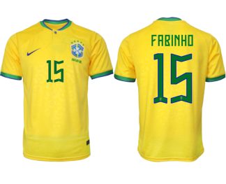 Brasilien Hemmatröja Herr VM 2022 Gul Fotbollströjor med tryck FABINHO 15
