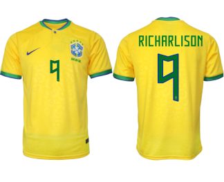 Brasilien Hemmatröja Herr VM 2022 Gul Fotbollströjor med tryck RICHARLISON 9