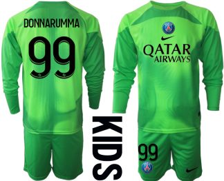 DONNARUMMA #99 Paris Saint-Germain PSG Målvakt Barn 2023 grön Långärmad + Korta byxor
