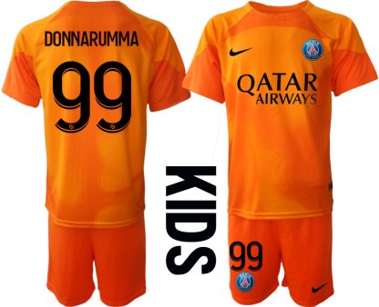 DONNARUMMA #99 Paris Saint-Germain PSG Målvakt Barn 2023 orange Kortärmad + Korta byxor