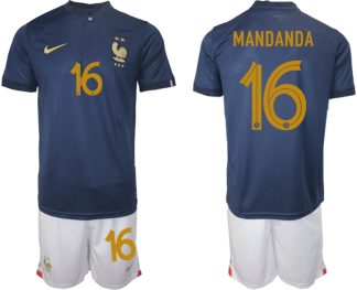 Frankrike Hemmatröja VM 2022 Herr Kortärmad Fotbollströja Set med tryck MANDANDA 16