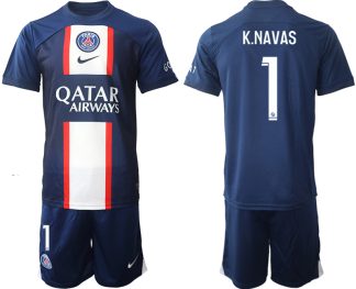 K.NAVAS #1 Paris Saint-Germain PSG Hemmatröja Herr 2023 Kortärmad + Korta byxor