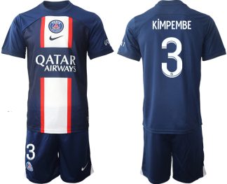 KiMPEMBE #3 Paris Saint-Germain PSG Hemmatröja Herr 2023 Kortärmad + Korta byxor