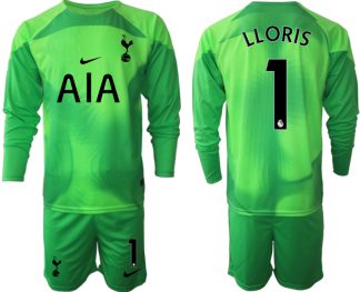 LLORIS #1 Fotbollströjor För Män Tottenham Hotspur 2023 Målvaktströja Grön Långärmad + Korta byxor