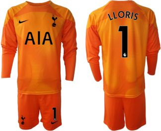 LLORIS #1 Tottenham Hotspur 2023 Målvaktströja Herr orange Långärmad Fotbollströja Set
