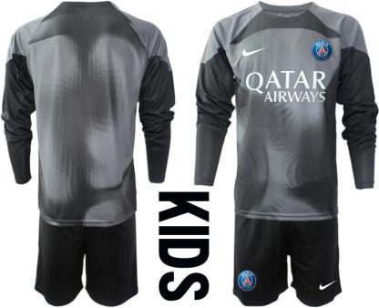 Paris Saint-Germain PSG Målvakt Barn 2023 svart Långärmad Fotbollströja Set