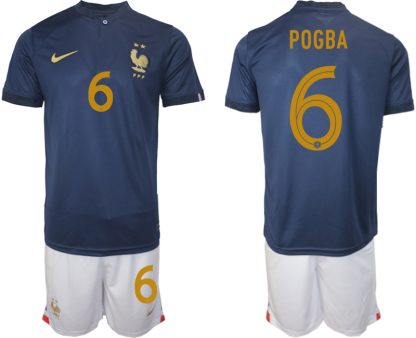 POGBA #6 Frankrike Hemmatröja VM 2022 Herr Kortärmad + Korta byxor