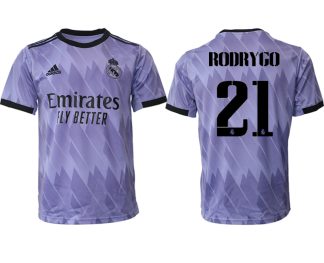 Real Madrid Bortatröja Herr 2023 Kortärmad Fotbollströjor med tryck RODRYGO 21