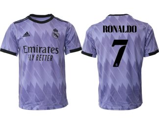 Real Madrid Bortatröja Herr 2023 Kortärmad Fotbollströjor med tryck RONALDO 7