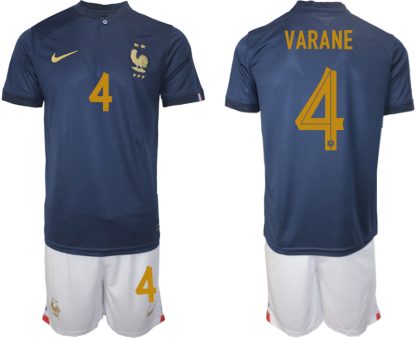 VARANE #4 Frankrike Hemmatröja VM 2022 Herr Kortärmad + Korta byxor