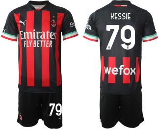 AC Milan Hemmatröja Herr 2023 Kortärmad + Korta byxor med namn KESSIE 79