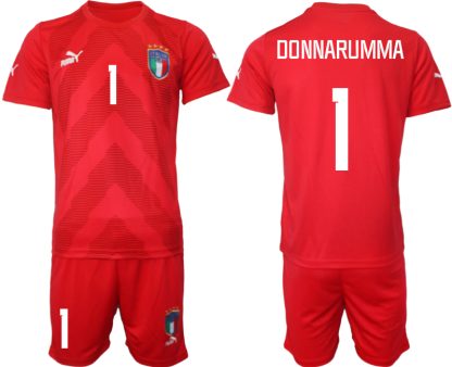 DONNARUMMA #1 Italien Målvaktströja 2023 röd Fotbollströjor För Män Kortärmad + Korta byxor