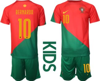 Portugal Hemmatröja Barn VM 2022 Fotbollskläder Set med tryck BERNARDO 10