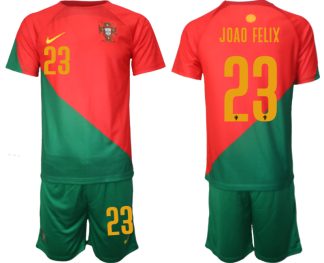 Portugal Hemmatröja VM 2022 för Herr Kortärmad + Korta byxor med namn JOAO FELIX 23