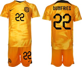 Billiga fotbollströjor Nederländerna Hemmatröja VM 2022 Herr med tryck DUMFRIES 22