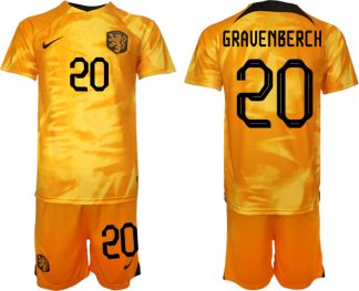 Billiga fotbollströjor Nederländerna Hemmatröja VM 2022 Herr med tryck GRAVENBERCH 20
