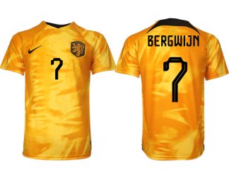 Billiga fotbollströjor Nederländerna Hemmatröja VM 2022 Kortärmad för Herr BERGWIJN 7