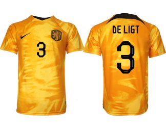 Billiga fotbollströjor Nederländerna Hemmatröja VM 2022 Kortärmad för Herr DE LIGT 3