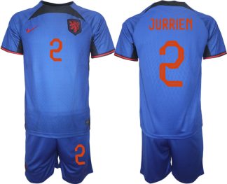 Nederländerna Matchtröjor Herr Fotbollströja VM 2022 Kortärmad + Korta byxor JURRIEN 2