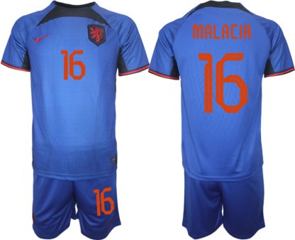 Nederländerna Matchtröjor Herr Fotbollströja VM 2022 Kortärmad + Korta byxor MALACIA 16