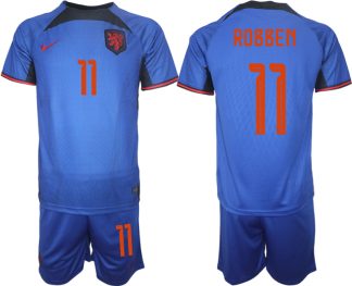 Nederländerna Matchtröjor Herr Fotbollströja VM 2022 Kortärmad + Korta byxor ROBBEN 11