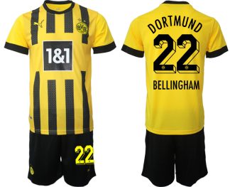Fotbollsset Herr Borussia Dortmund BVB Hemmatröja 2023 Kortärmad + Korta byxor BELLINGHAM 22