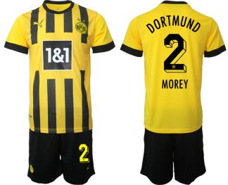 Fotbollsset Herr Borussia Dortmund BVB Hemmatröja 2023 Kortärmad + Korta byxor MOREY 2