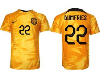 Nederländerna Hemmatröja VM 2022 Herr Kortärmad Fotbollströjor Billigt med tryck DUMFRIES 22