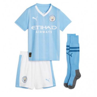 Fotbollsset Barn Manchester City Hemmatröja 2023-24 Kortärmad + Korta byxor
