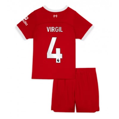 Fotbollströja Liverpool Hemma tröjor Barn 2023-24 Virgil van Dijk 4
