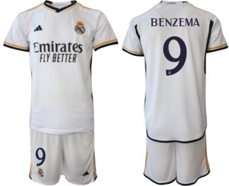 Köpa Fotbollströjor Real Madrid Hemma tröja 2023-2024 Herr med tryck BENZEMA 9