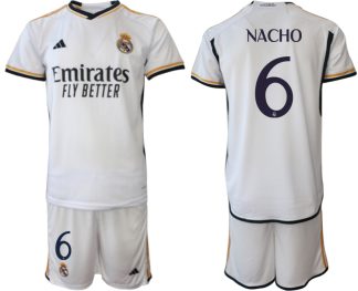 Köpa matchtröjor fotboll Real Madrid Hemmatröja 2023-2024 Herr med tryck NACHO 6