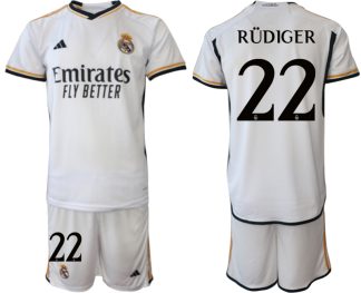 Real Madrid Hemma tröja 2023-2024 Fotbollskläder herr med namn RÜDIGER 22