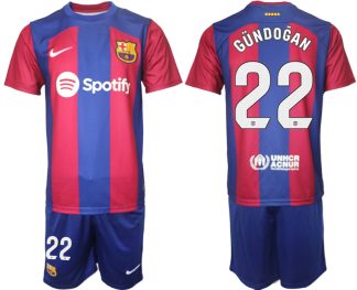 Billiga Fotbollskläder FC Barcelona Hemmatröja Herr 2023-24 tröja set GÜNDOGAN 22
